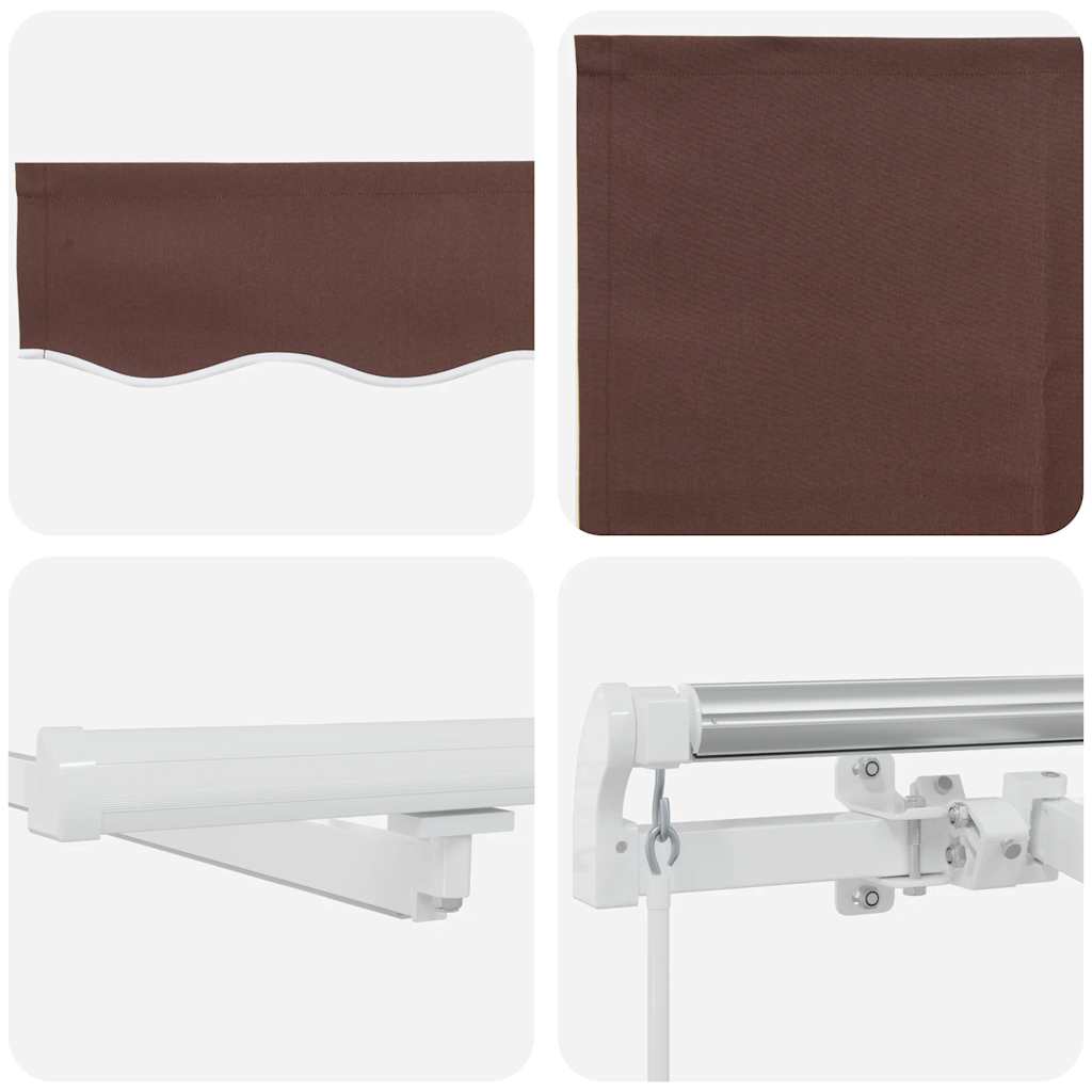 Manually Retractable Awning with LED, Brown, 300x250cm