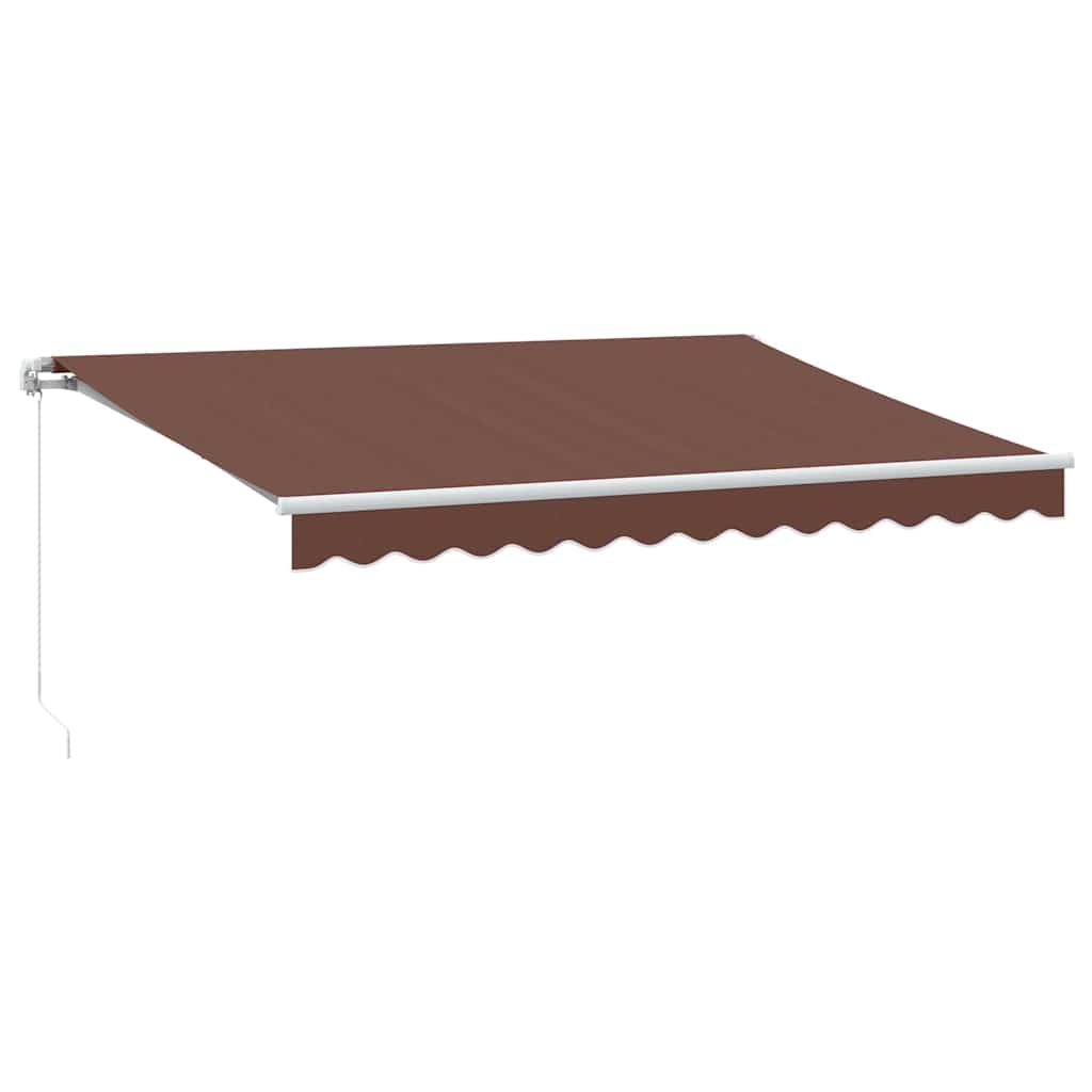 Manual Retractable Awning with LED, Brown, 350x250 cm