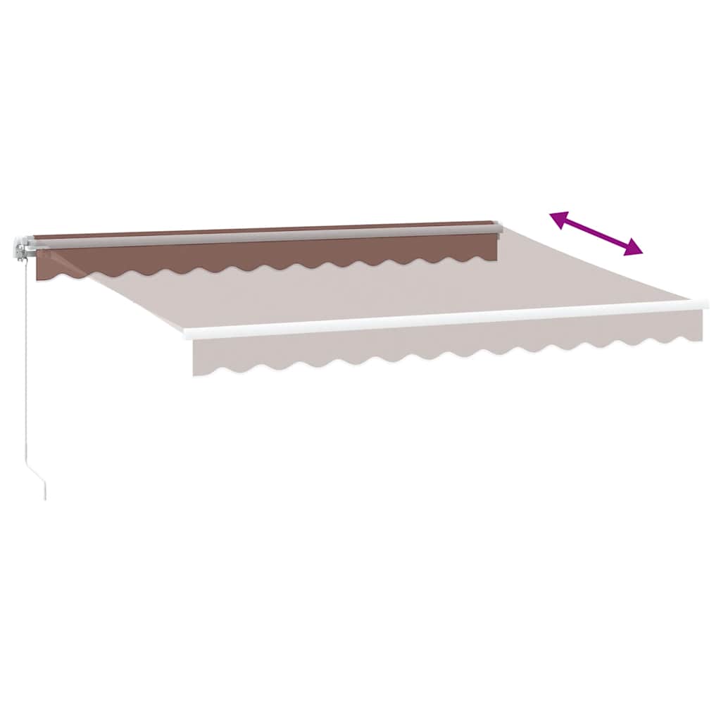 Manual Retractable Awning with LED, Brown, 350x250 cm