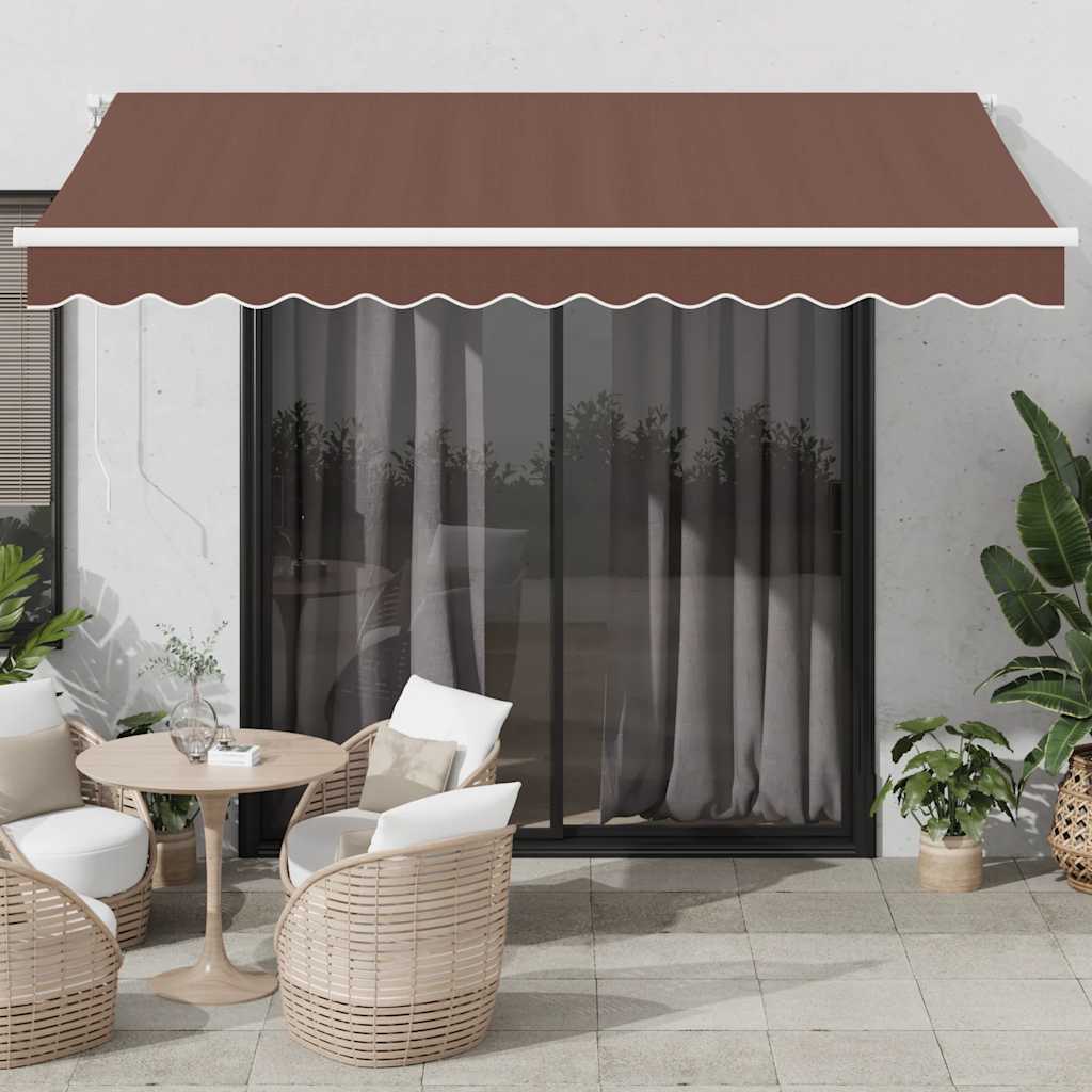 Manual Retractable Awning with LED, Brown, 350x250 cm