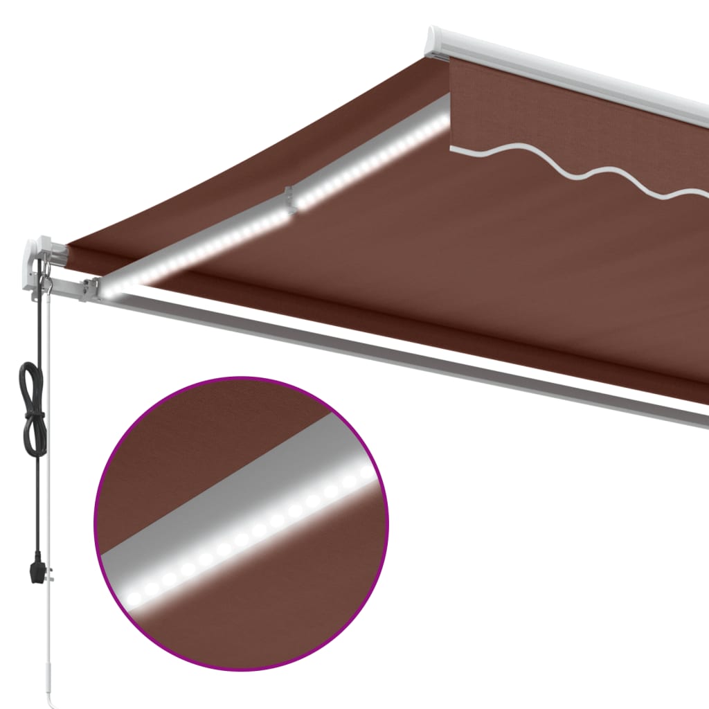 Automatinė ištraukiama markizė su LED, ruda, 350x250cm