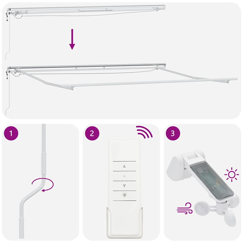 Automatinė ištraukiama markizė su LED, ruda, 450x300cm
