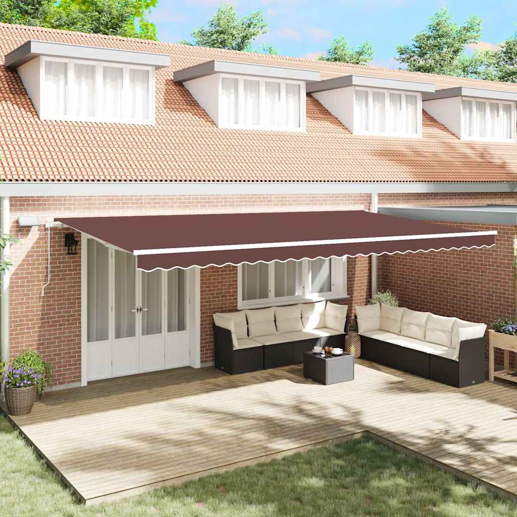 Manually retractable awning, brown, 600x300cm