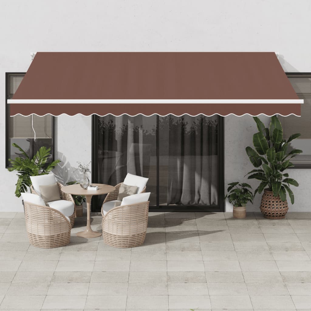 Automātiskā izvelkamā nojume ar LED, brūnā krāsā, 450x350cm