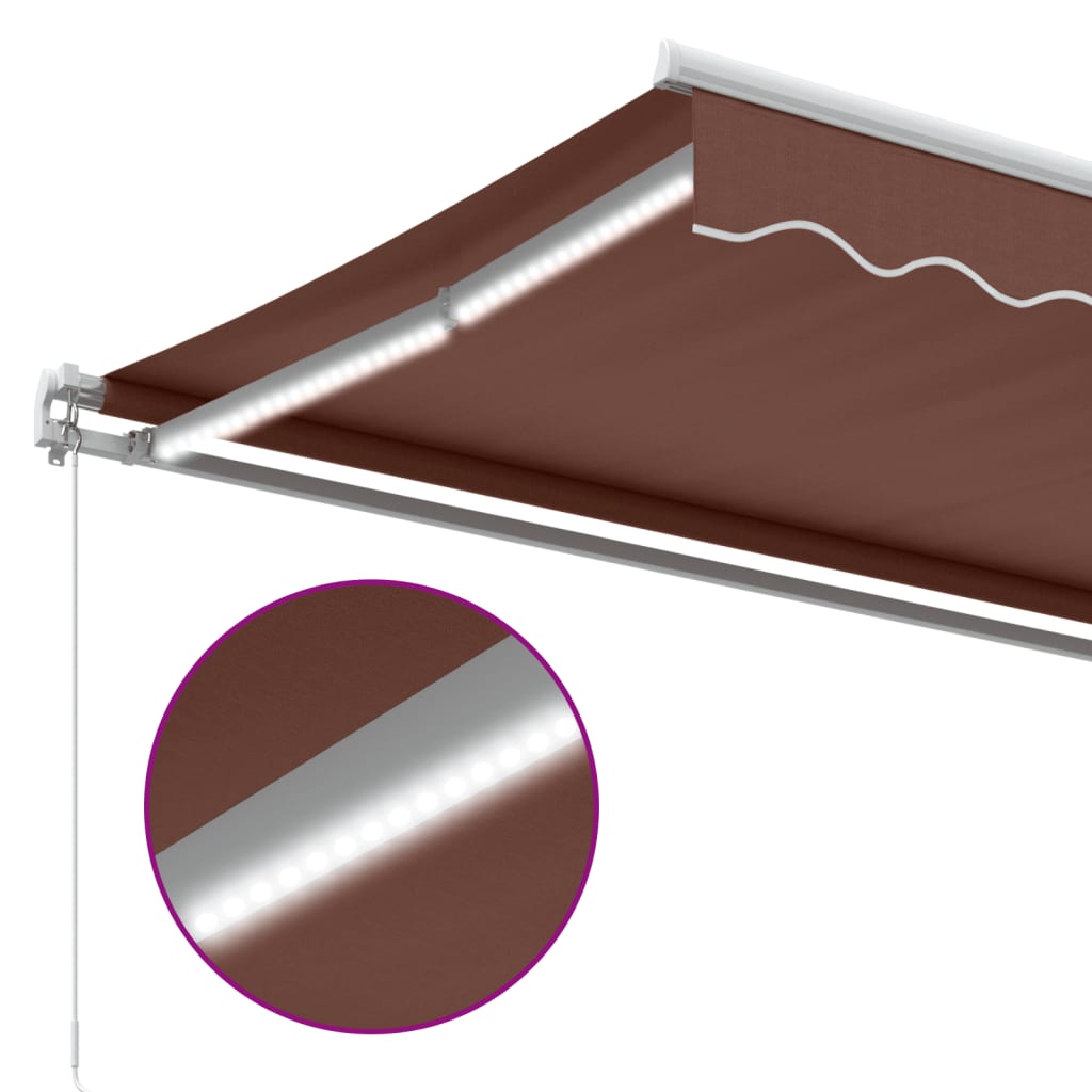 Manuāli izvelkama nojume ar LED, brūna, 500x350cm
