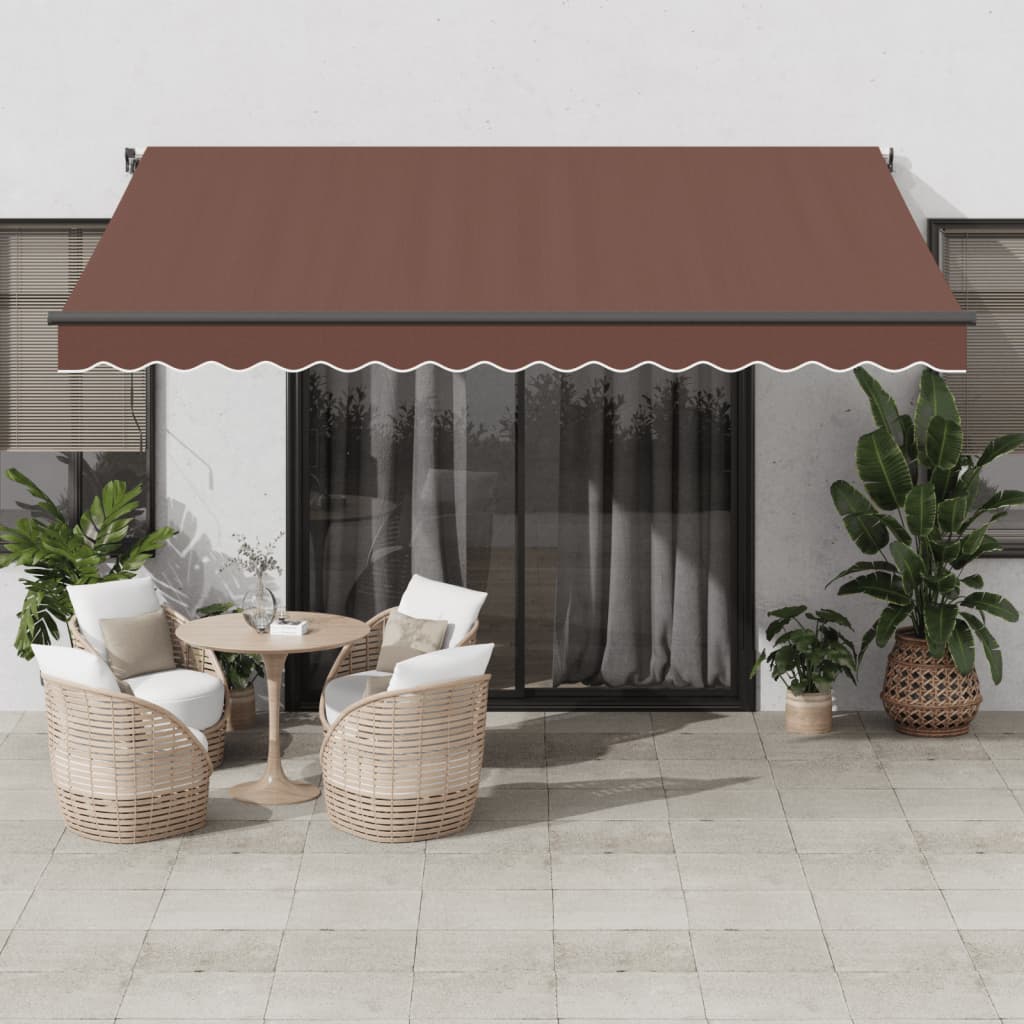Manually retractable awning, brown, 400x350cm