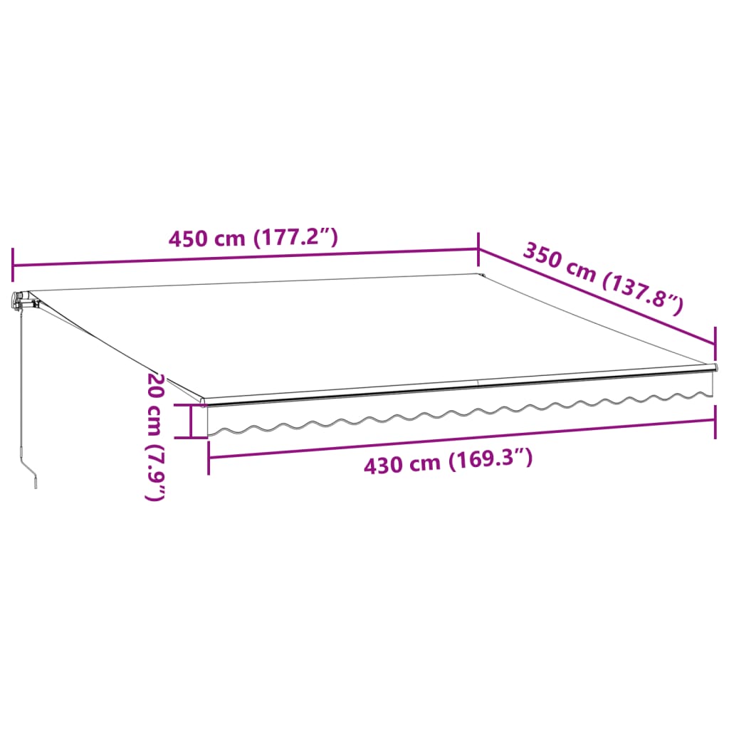 Manually retractable awning, brown, 450x350cm