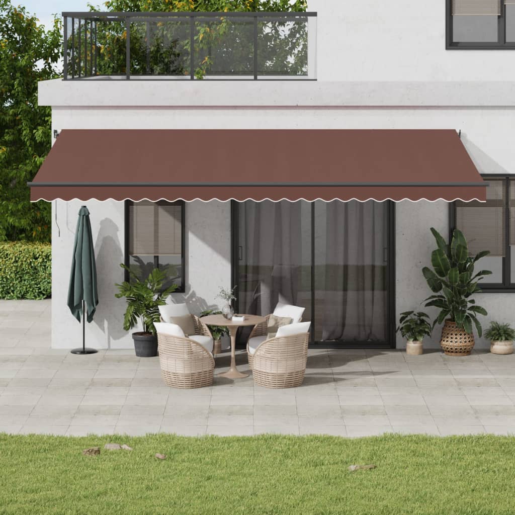 Manually Retractable Awning with LED, Brown, 600x350cm