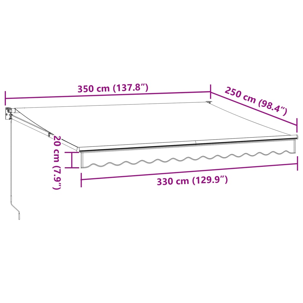 Manual pull-out awning, brown, 350x250cm