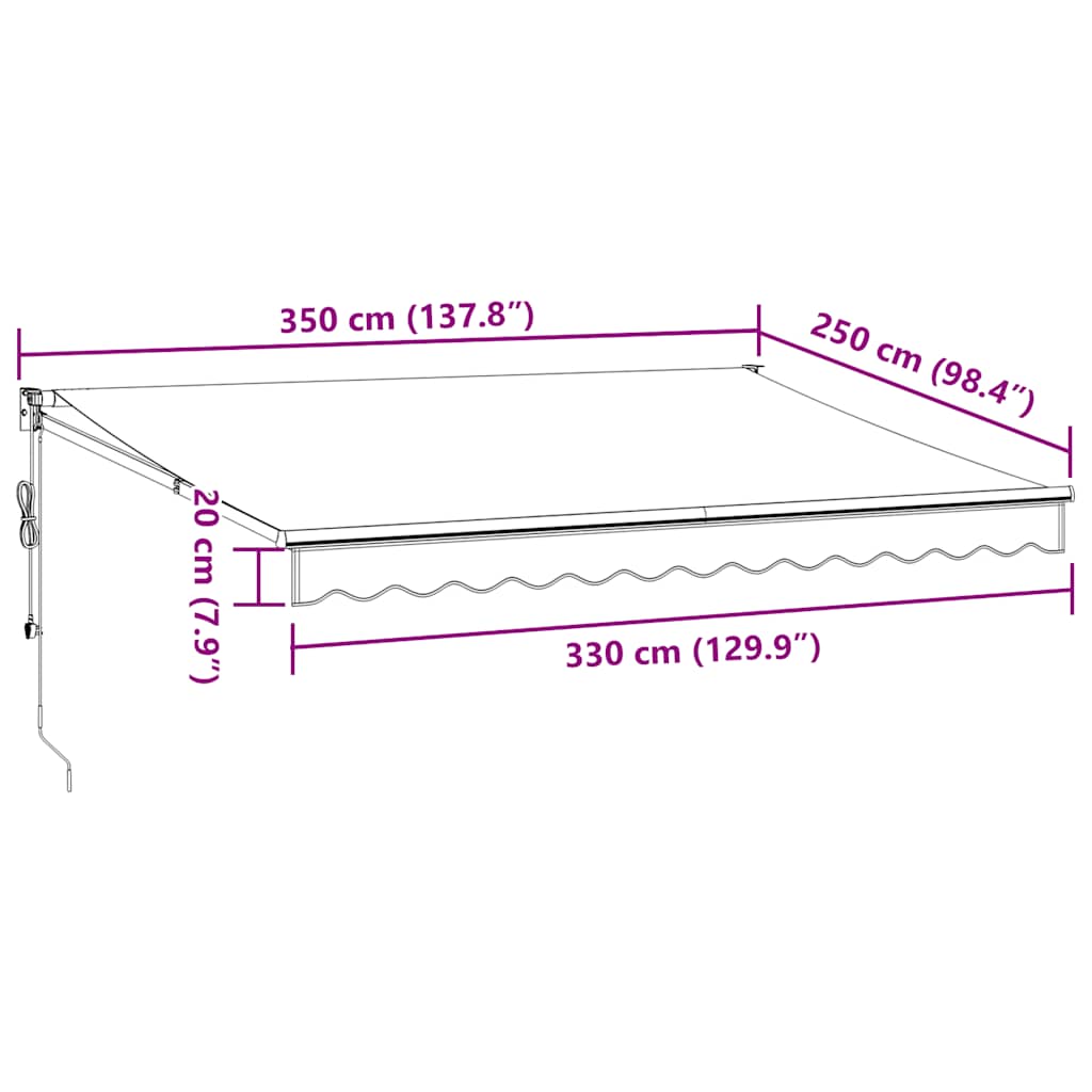 Automatic retractable awning, brown, 350x250cm
