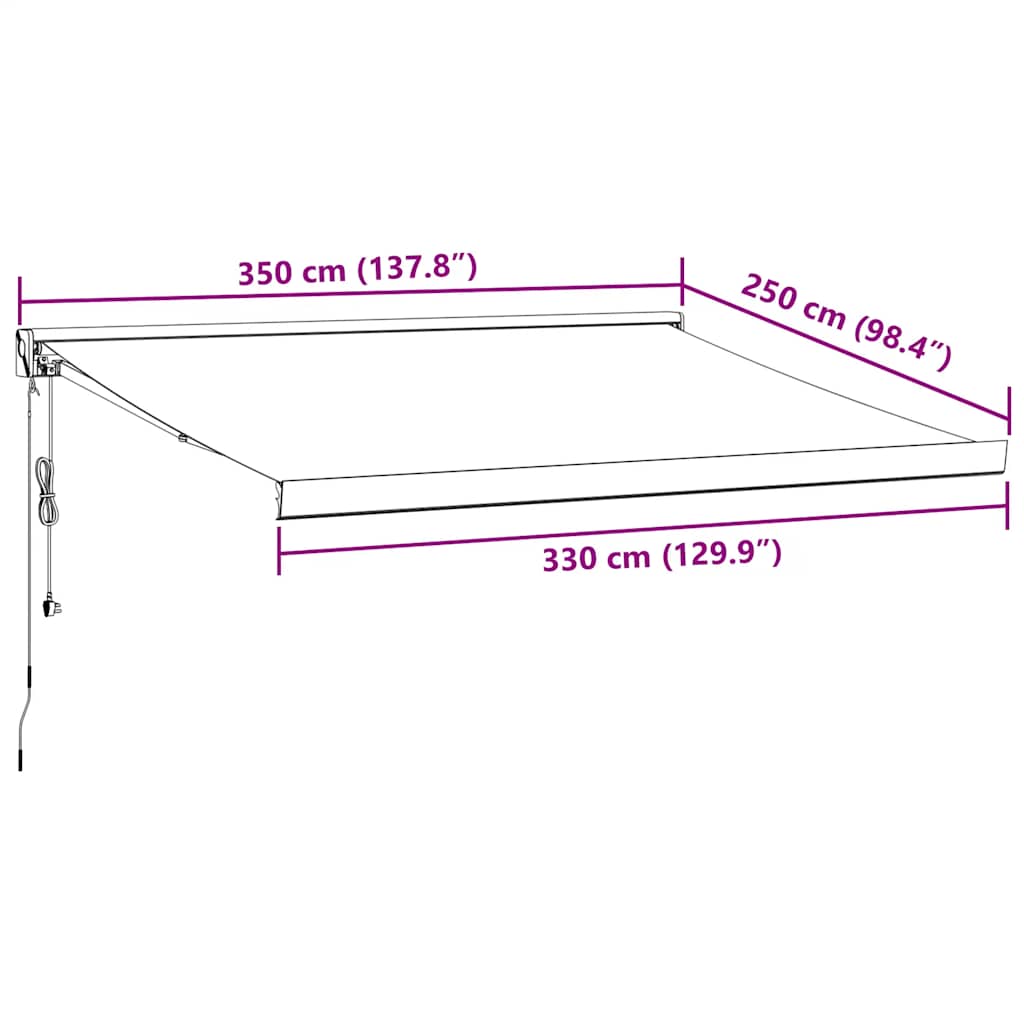 Automātiska izvelkama markīze, brūna krāsa, 350x250cm