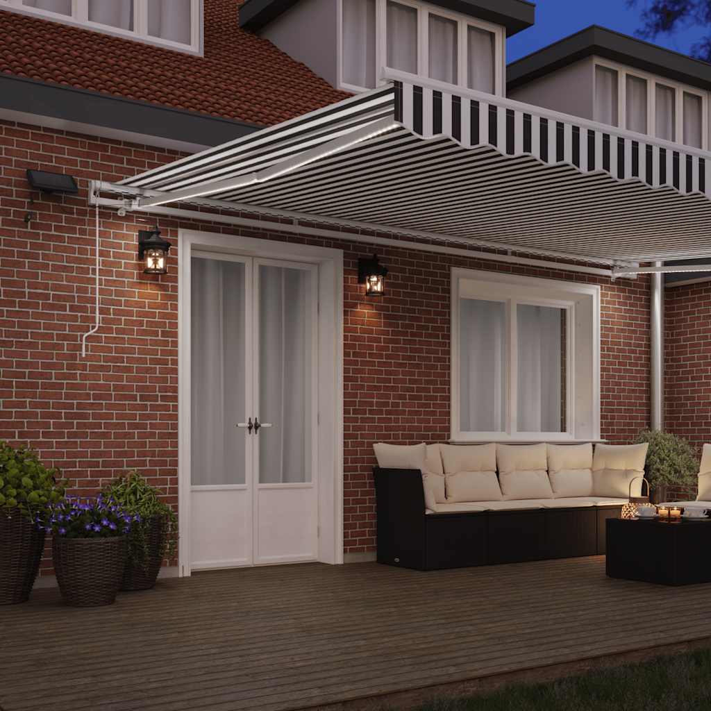 Manual Retractable Awning, Anthracite/White, 500x300cm