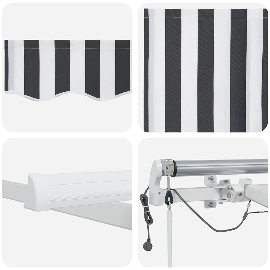 Automatinė ištraukiama markizė su LED, antracito ir baltos spalvos, 600x300 cm