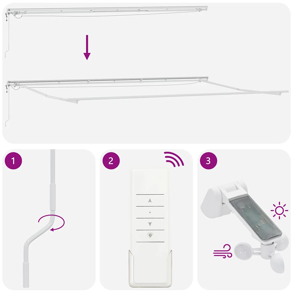 Automatinė ištraukiama markizė su LED, antracito ir baltos spalvos, 600x300 cm