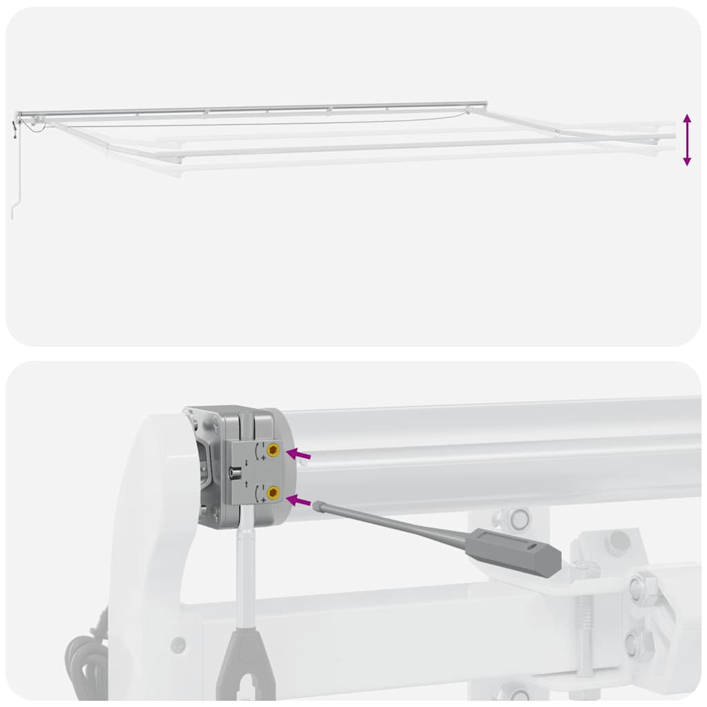 Automatinė ištraukiama markizė su LED, antracito ir baltos spalvos, 600x300 cm