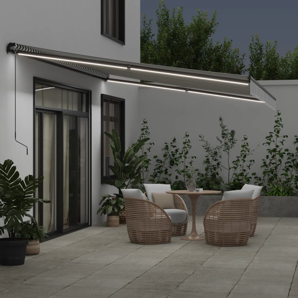 Retractable automatic awning, anthracite and white, 500x350cm