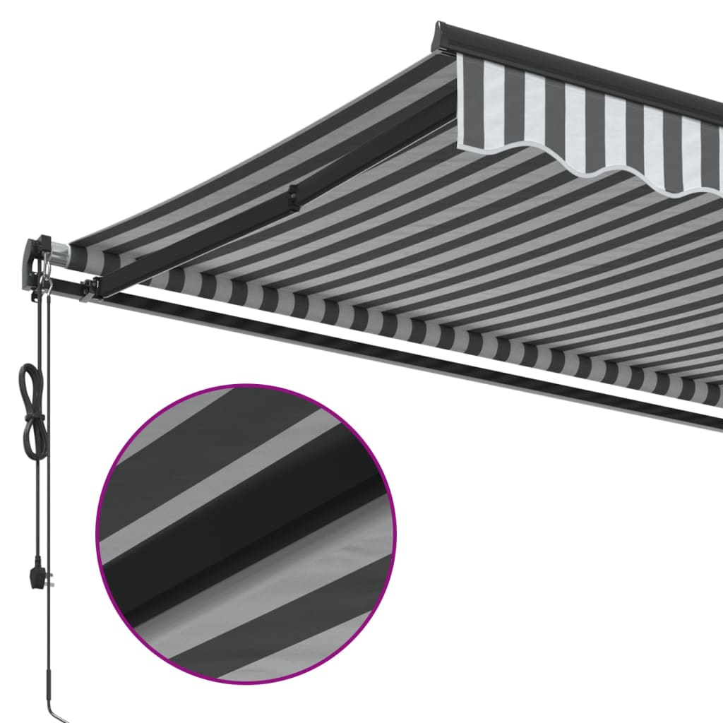 Retractable automatic awning, anthracite and white, 500x350cm