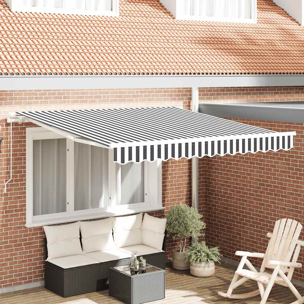 Manual pull-out awning, anthracite/white, 300x250cm