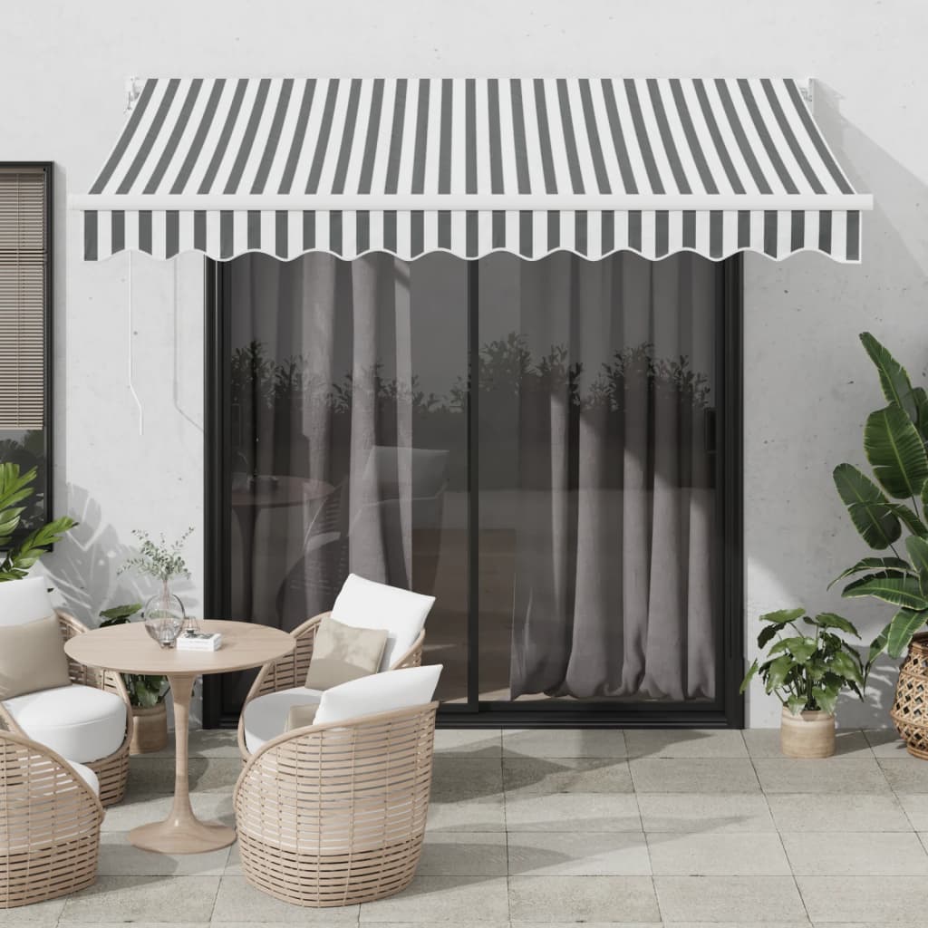 Retractable awning, anthracite/white, 3x2.5m, fabric/aluminium