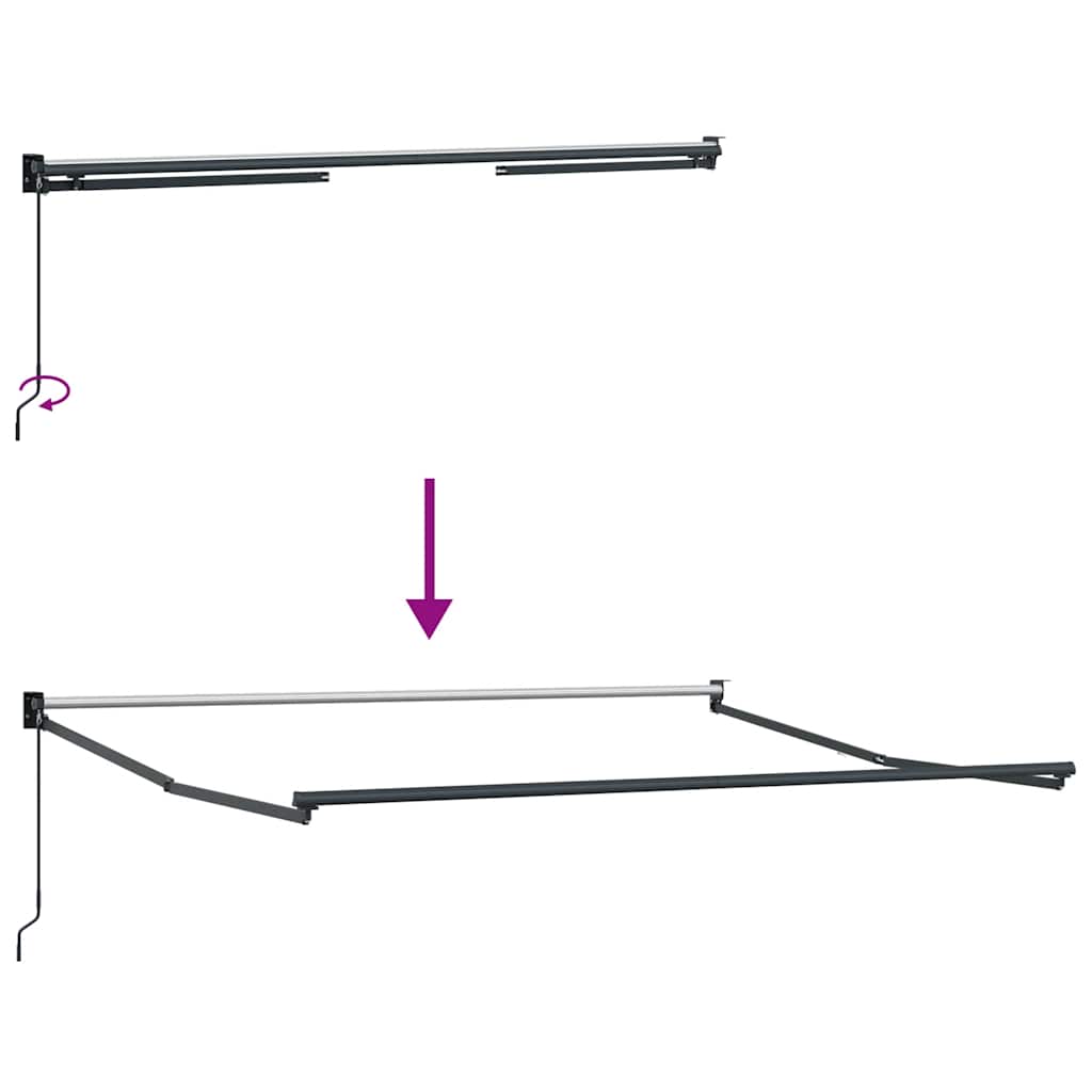 Retractable awning, anthracite/white, 3x2.5m, fabric/aluminium