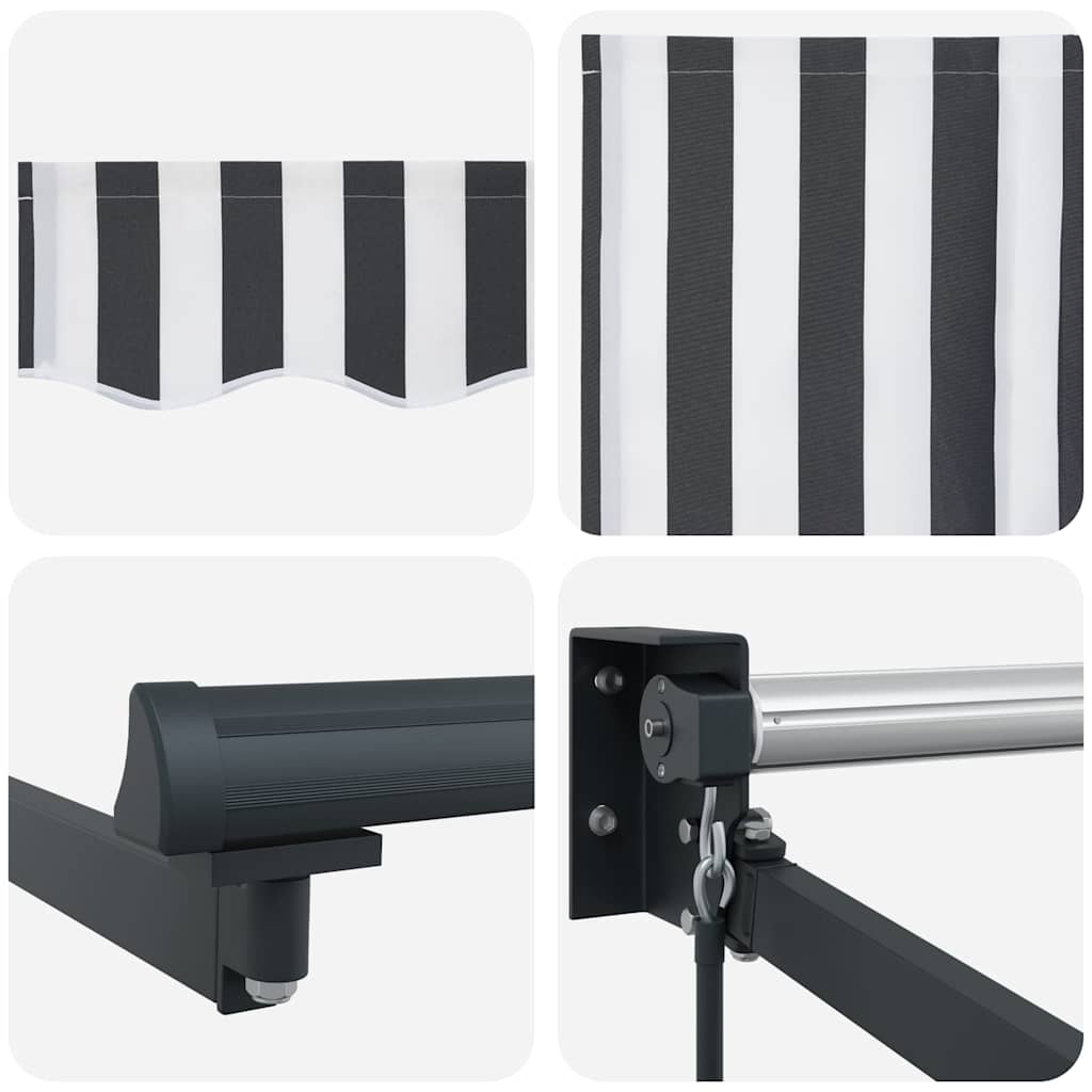 Retractable awning, anthracite/white, 3x2.5m, fabric/aluminium