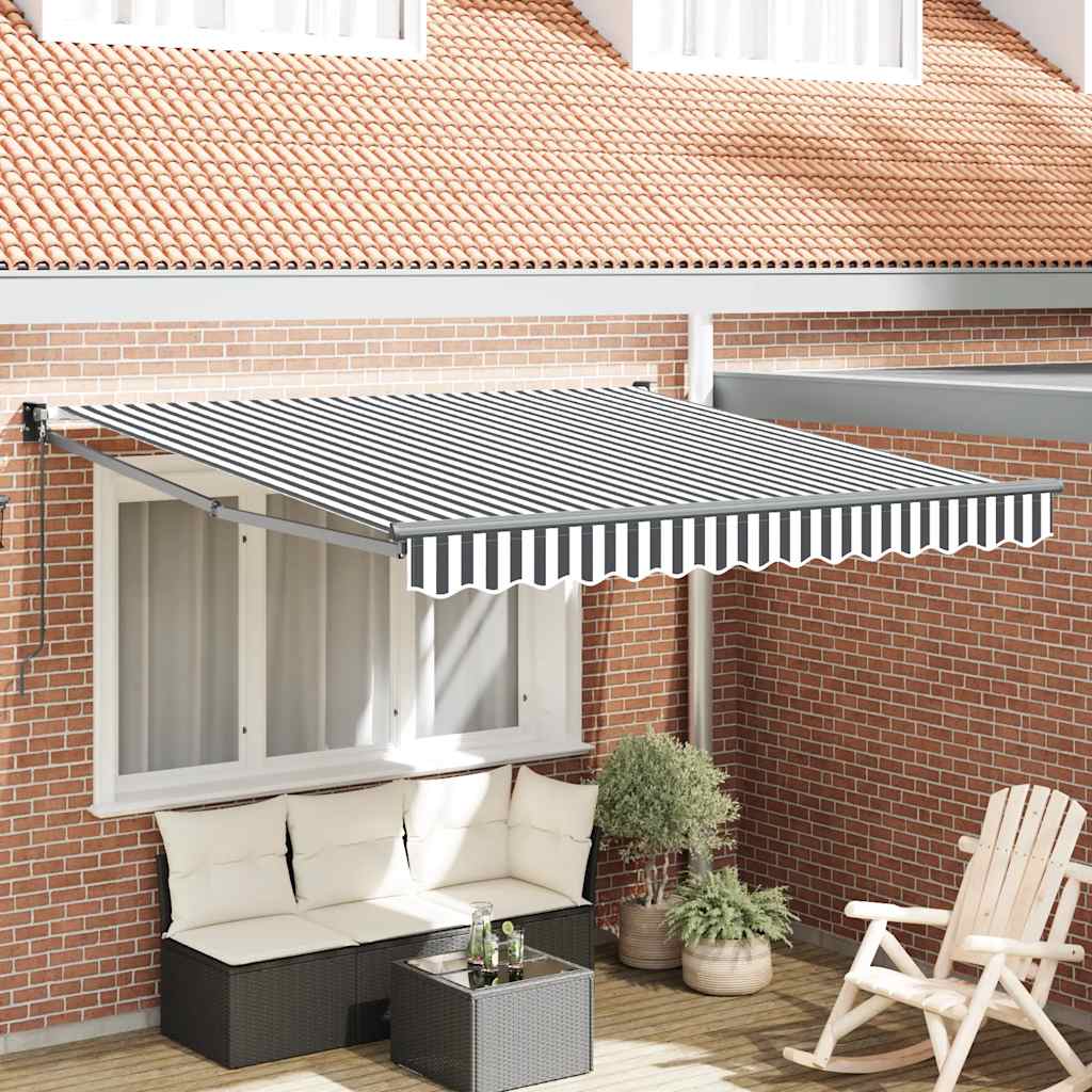 Retractable awning, anthracite/white, 3x2.5m, fabric/aluminium