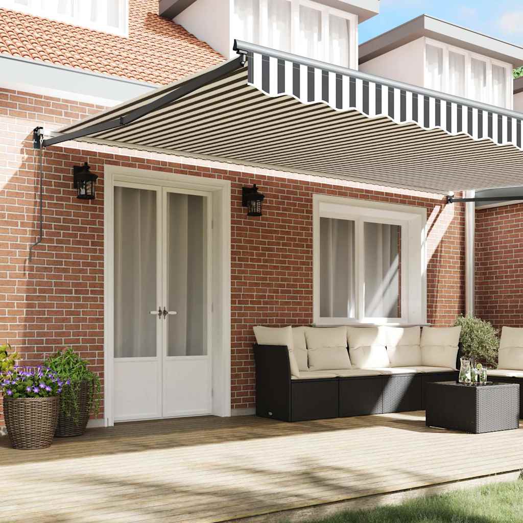 Retractable Awning, Anthracite/White, 5x3m, Fabric/Aluminum