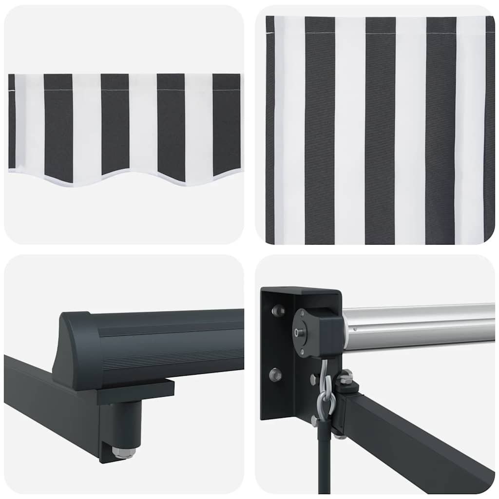 Retractable Awning, Anthracite/White, 5x3m, Fabric/Aluminum