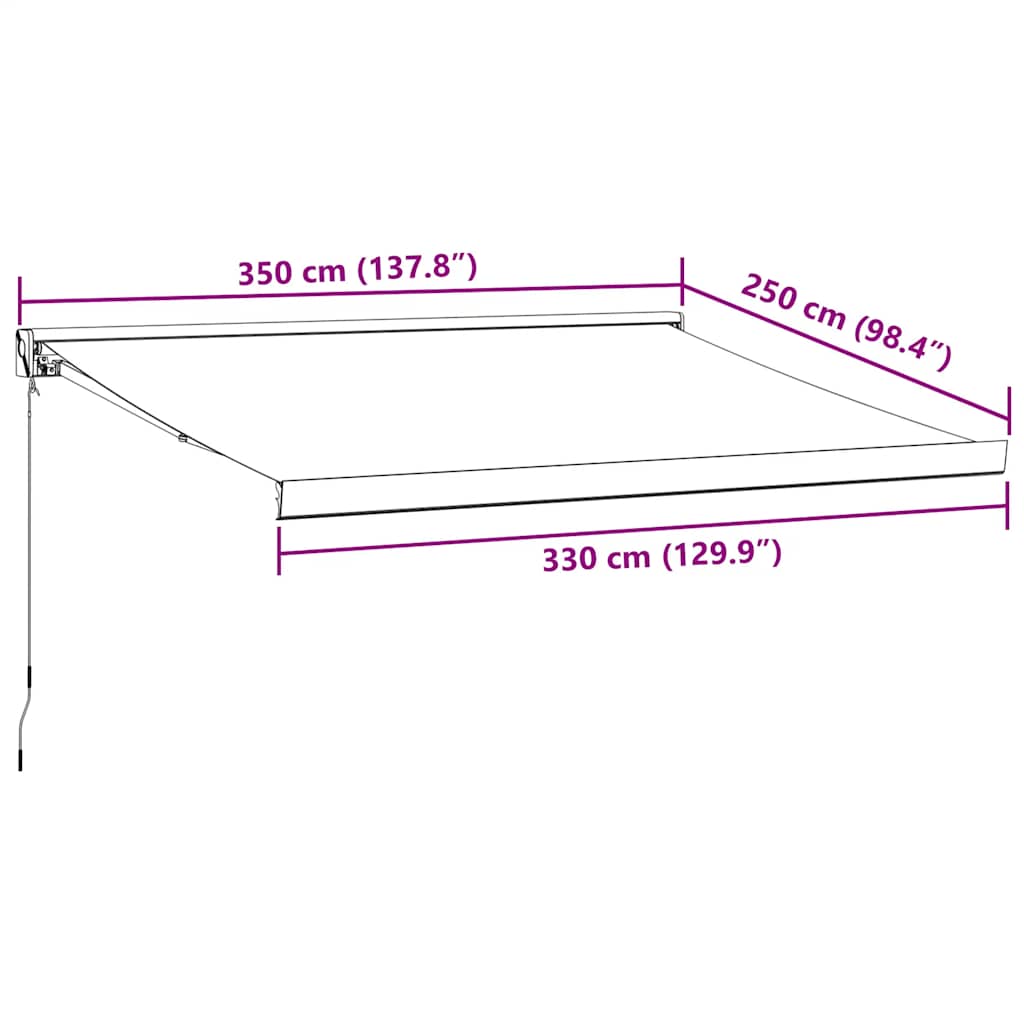 Ištraukiama markizė, antracito/balta, 3,5x2,5m, audinys