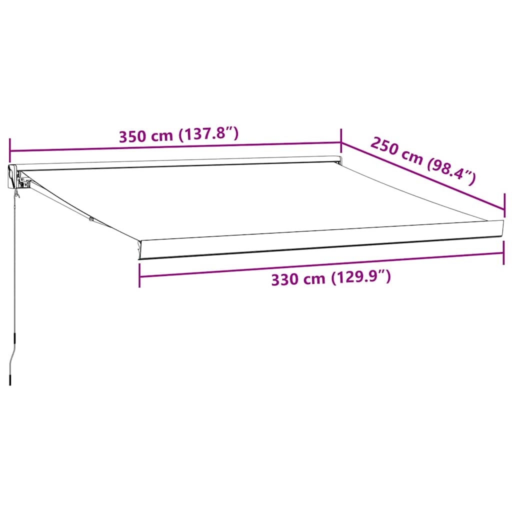 Ištraukiama markizė, antracito/balta, 3,5x2,5m, audinys