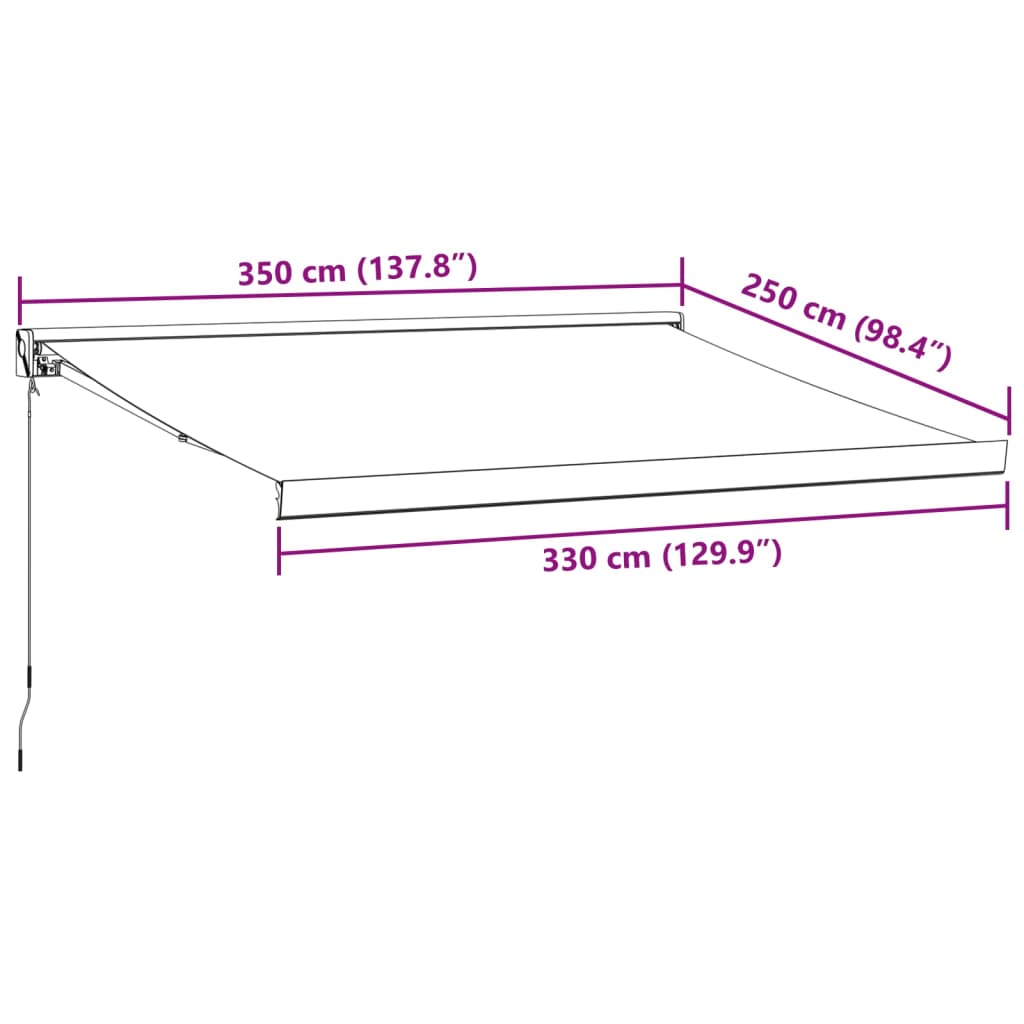 Ištraukiama markizė, antracito/balta, 3,5x2,5m, audinys