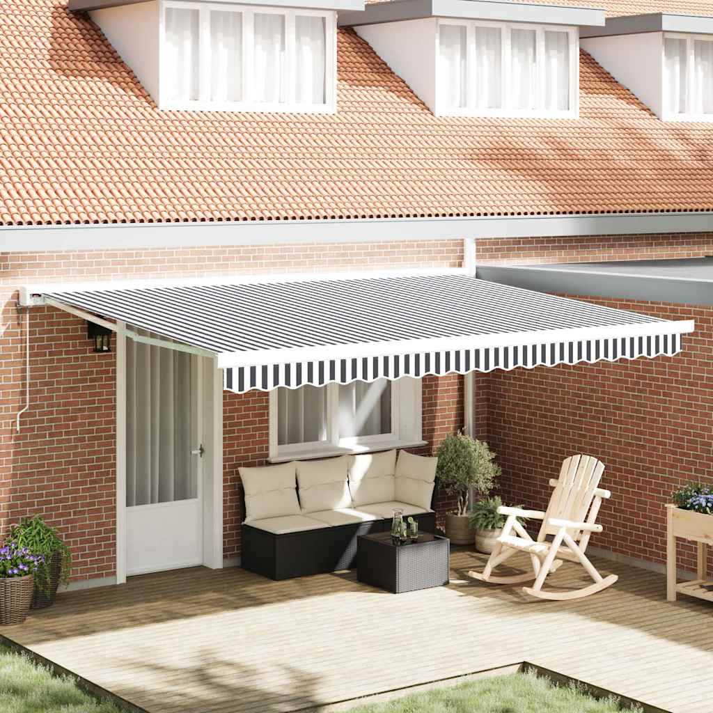 Retractable awning, anthracite/white, 4.5x3m, fabric/aluminum