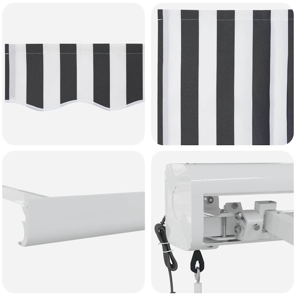Retractable awning, anthracite/white, 4.5x3m, fabric/aluminum