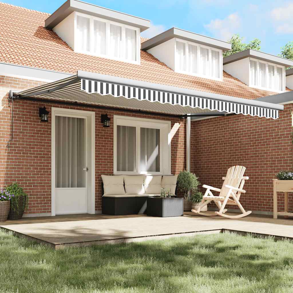 Retractable awning, anthracite/white, 4.5x3m, fabric/aluminum