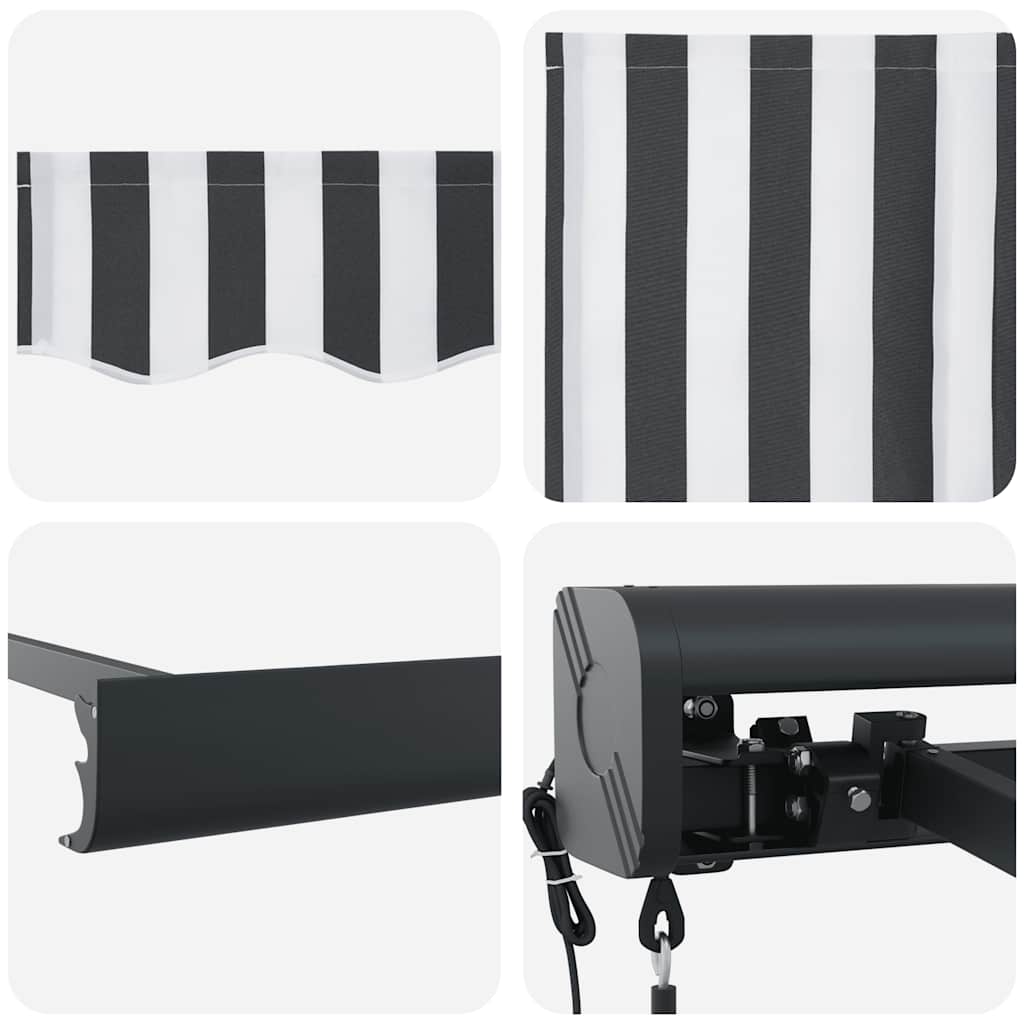 Retractable awning, anthracite/white, 4.5x3m, fabric/aluminum