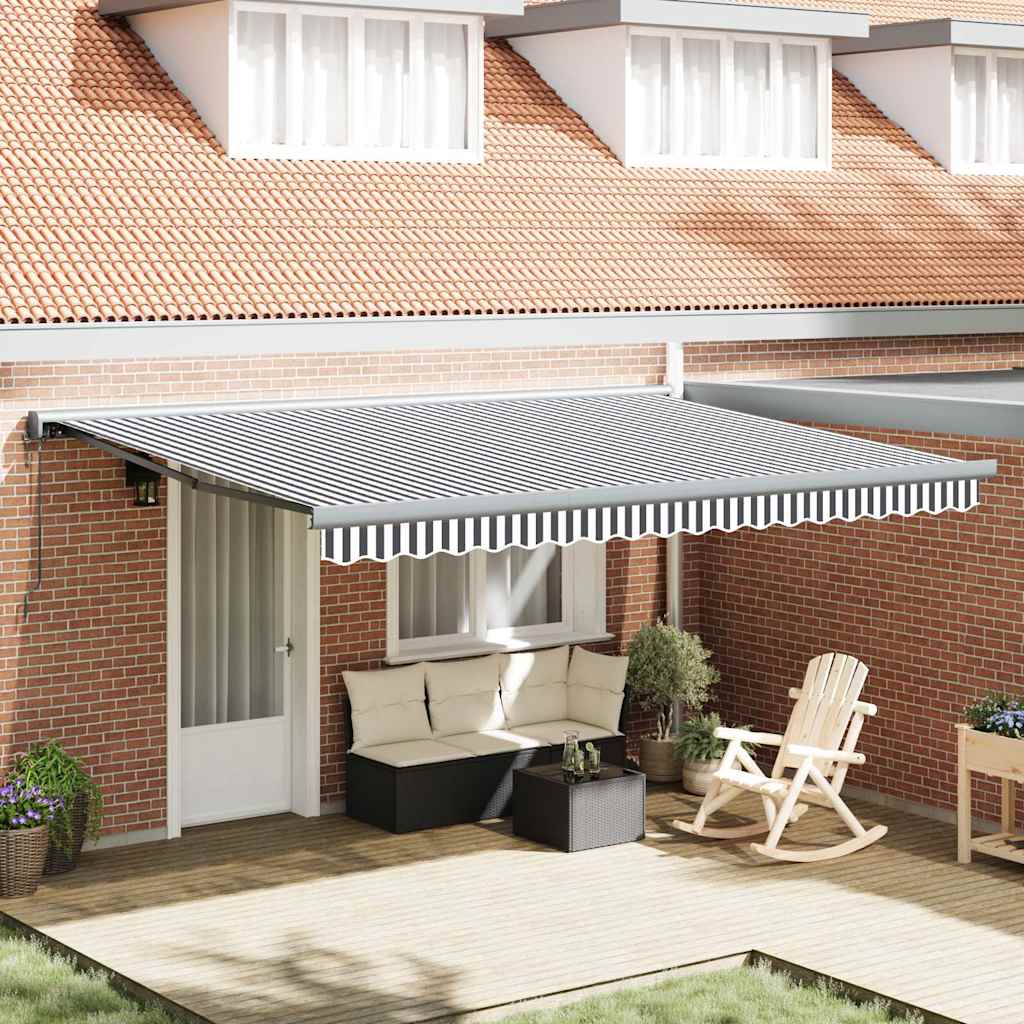 Retractable awning, anthracite/white, 4.5x3m, fabric/aluminum
