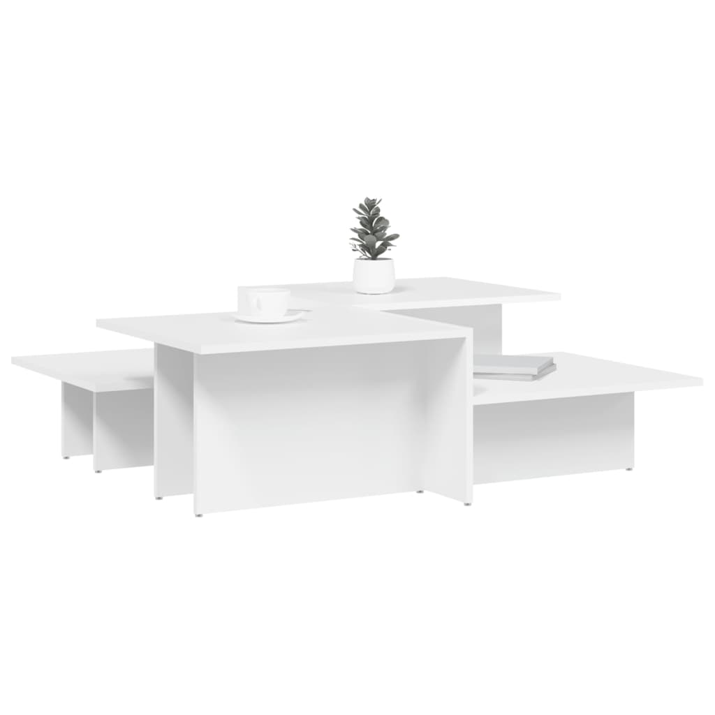 Coffee tables, 2 pcs, white, engineered wood