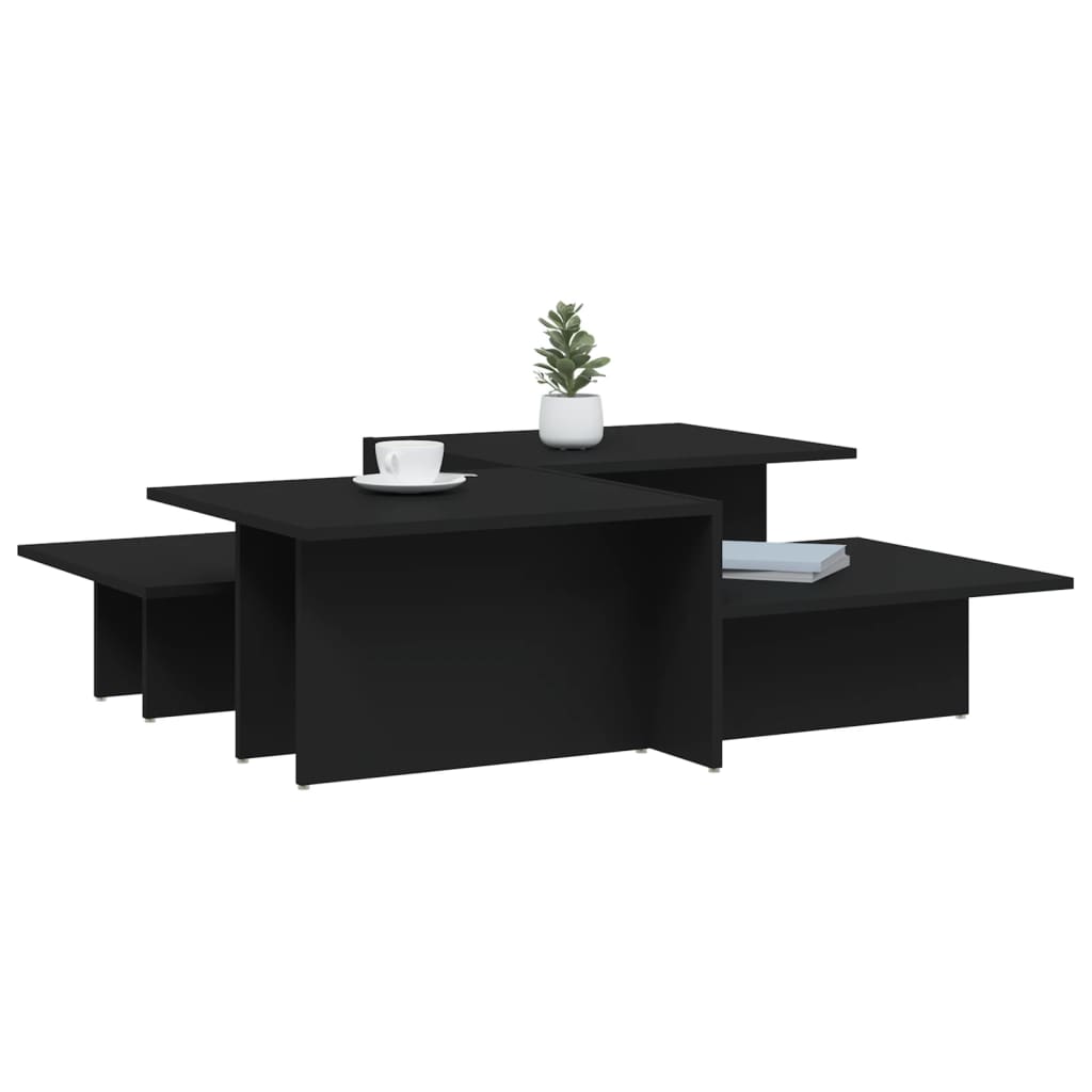 Coffee tables, 2 pcs., black, engineered wood