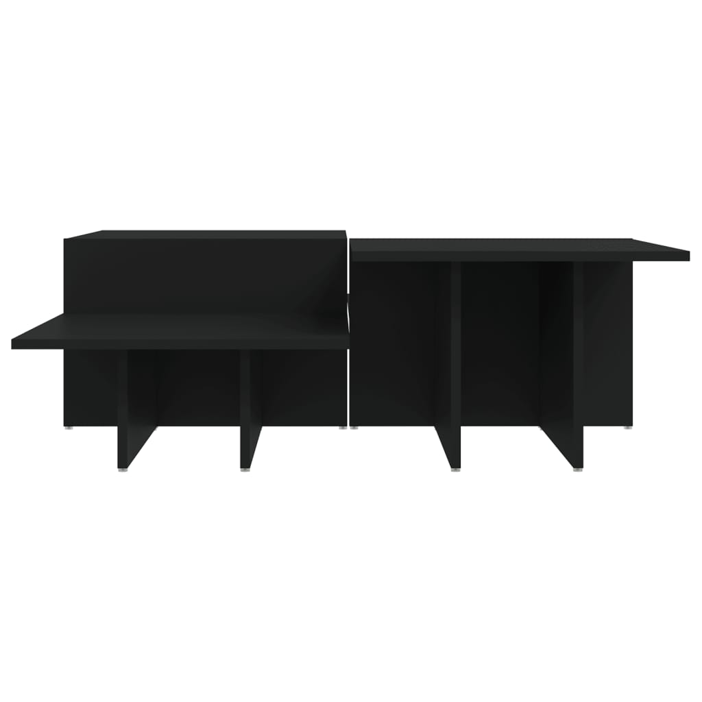 Coffee tables, 2 pcs., black, engineered wood
