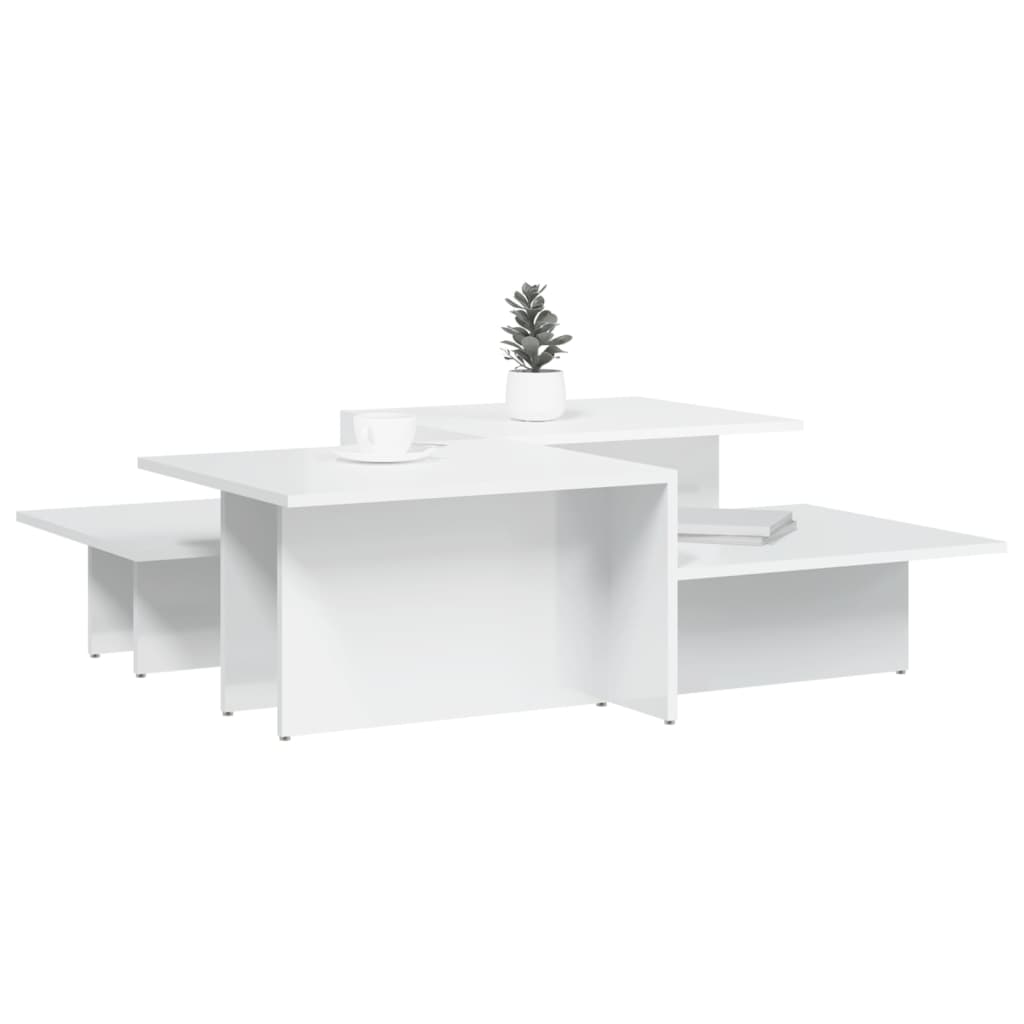 Coffee tables, 2 pcs., white, engineered wood, high gloss