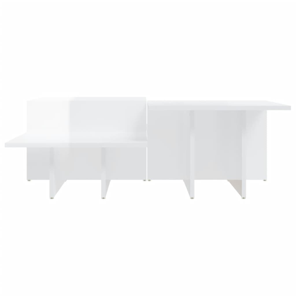Coffee tables, 2 pcs., white, engineered wood, high gloss