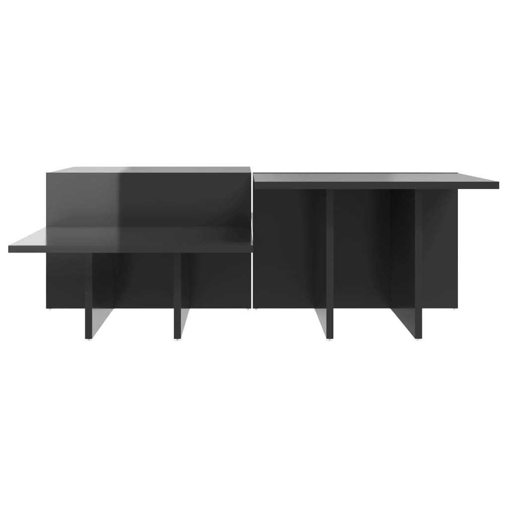 Coffee Tables, 2 pcs., Grey, Engineered Wood, High Gloss