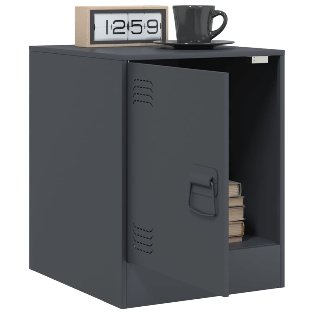 Nightstands, 2 pcs., anthracite, 34.5x39x44cm, steel