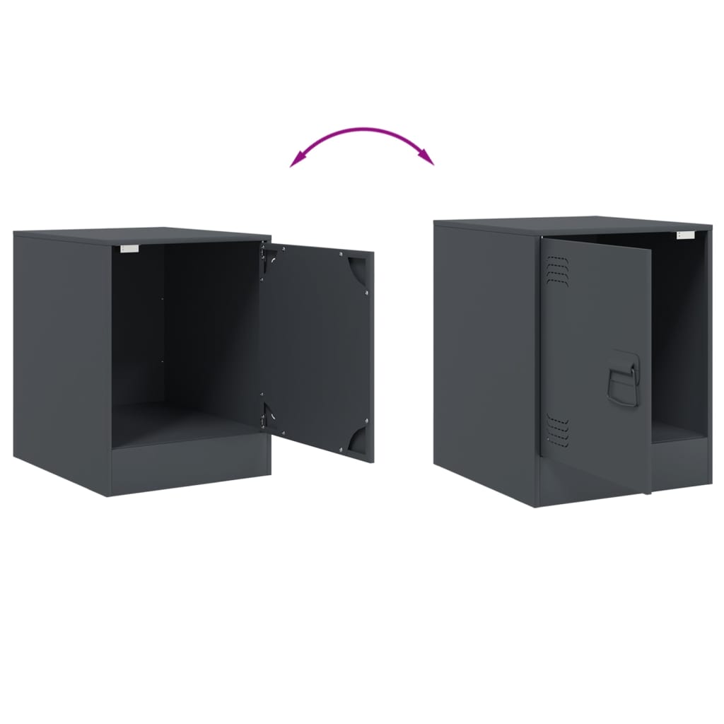 Nightstands, 2 pcs., anthracite, 34.5x39x44cm, steel
