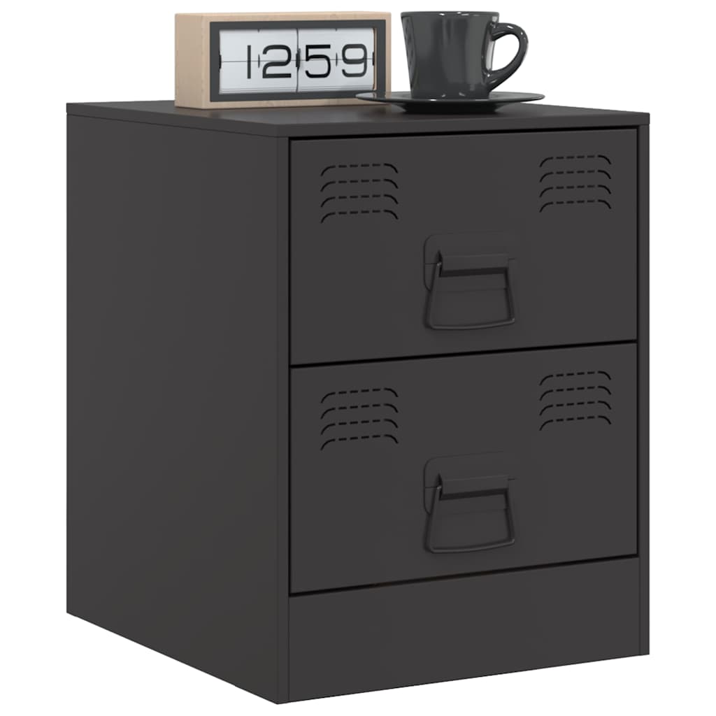 Bedside tables, 2 pcs., black, 34.5x39x44cm, steel
