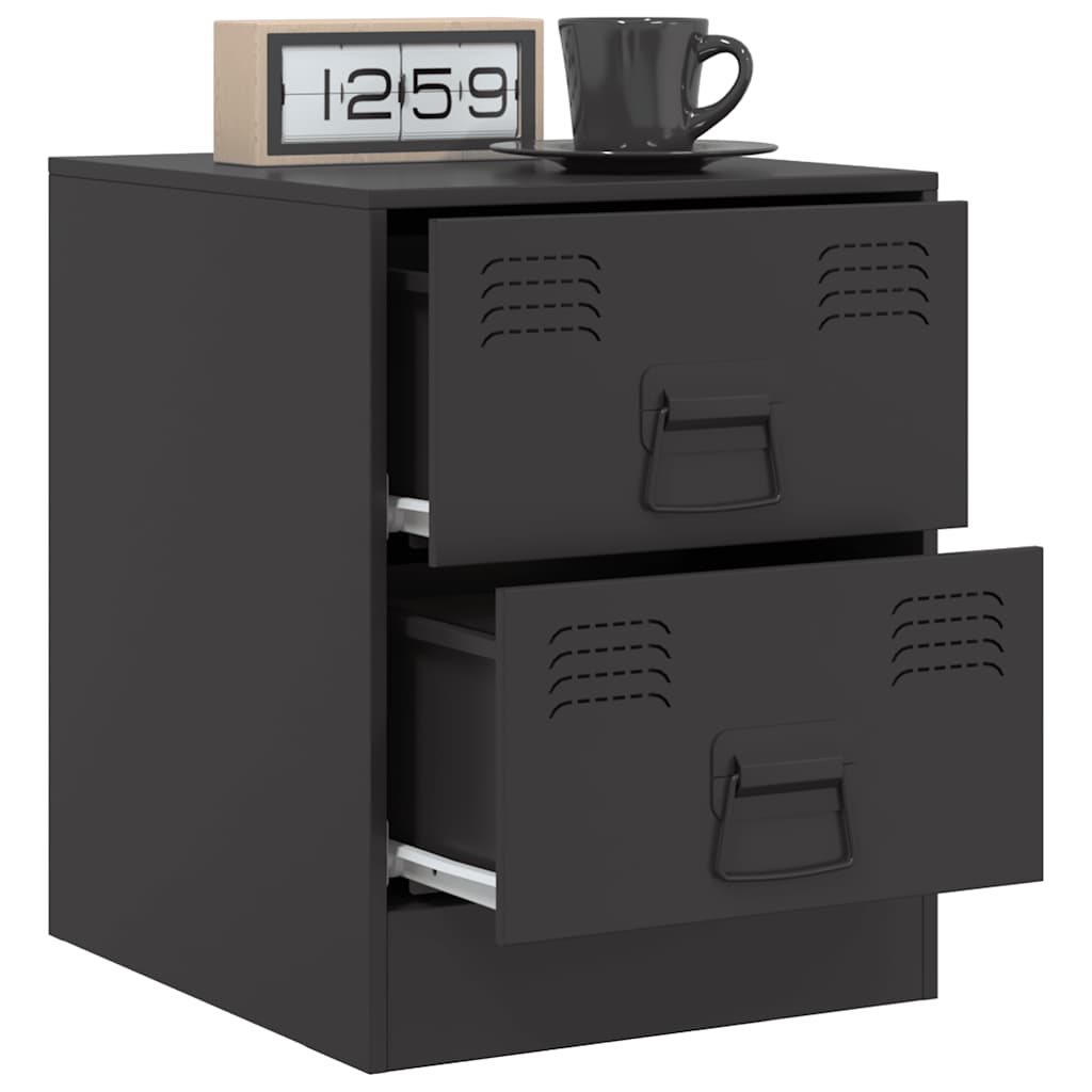 Bedside tables, 2 pcs., black, 34.5x39x44cm, steel