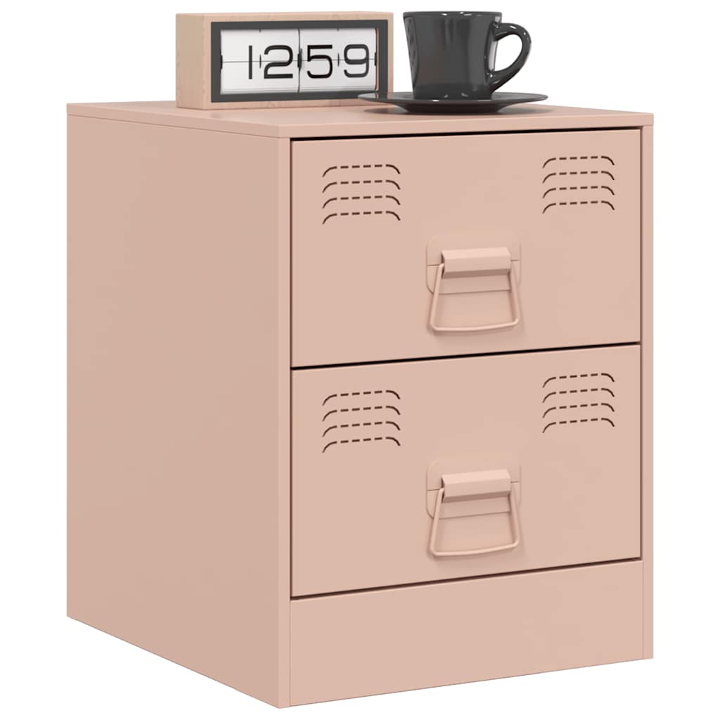 Bedside cabinets, 2 pcs, pink, 34.5x39x44cm, steel