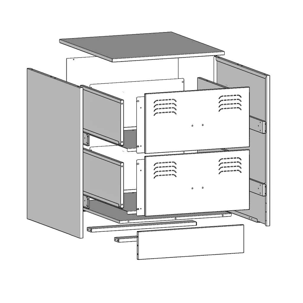 Bedside tables, 2 pcs., white, 34.5x39x44cm, steel