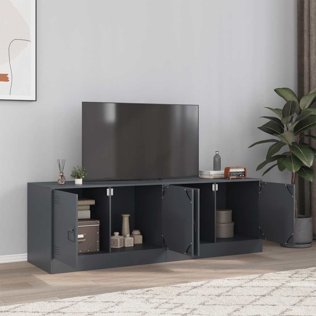 TV cabinets, 2 pcs., anthracite, 67x39x44cm, steel