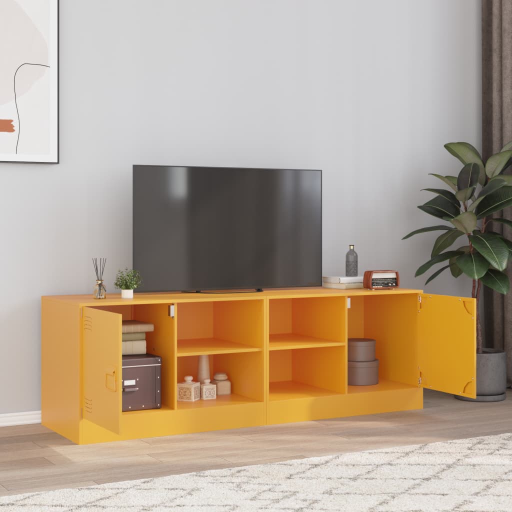 TV cabinets, 2 pcs, mustard yellow, 67x39x44cm, steel